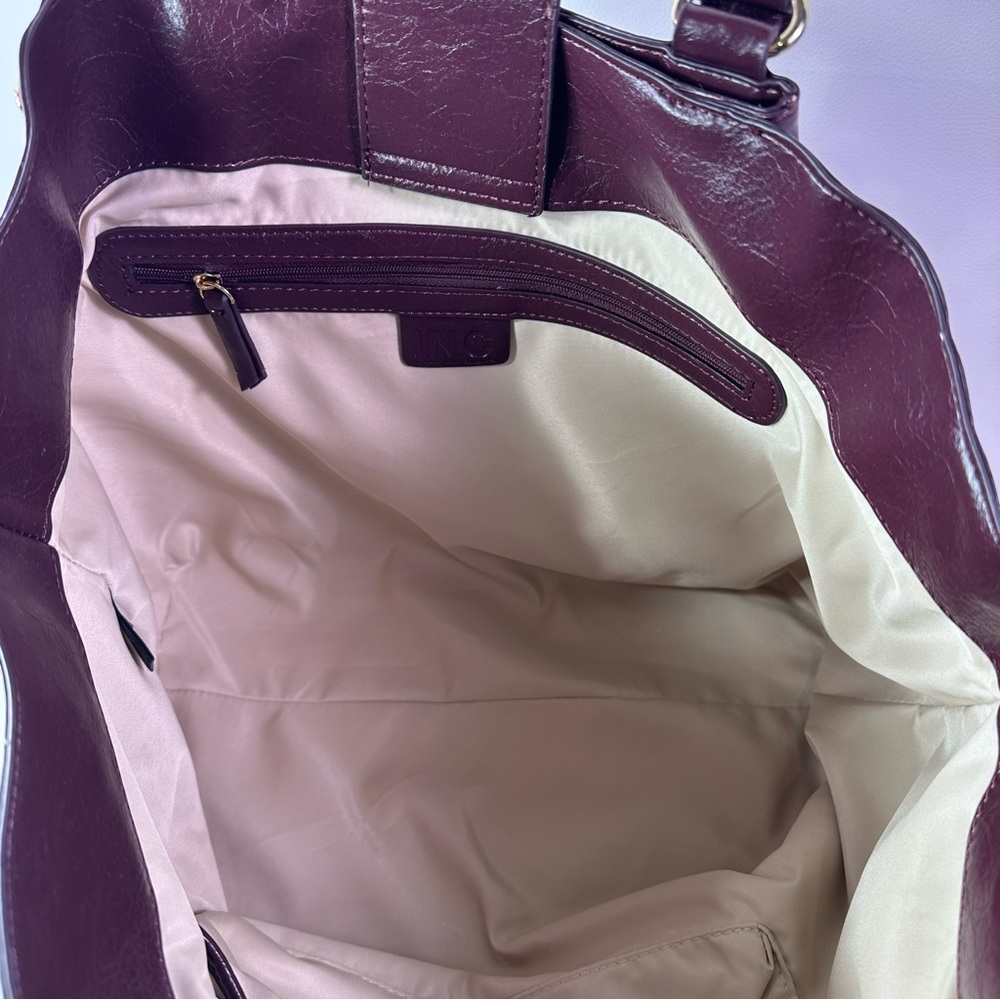 NEW Women’s INC International Concepts Odette Plum Red Glaze Burgundy Tote Bag - Picture 5 of 5
